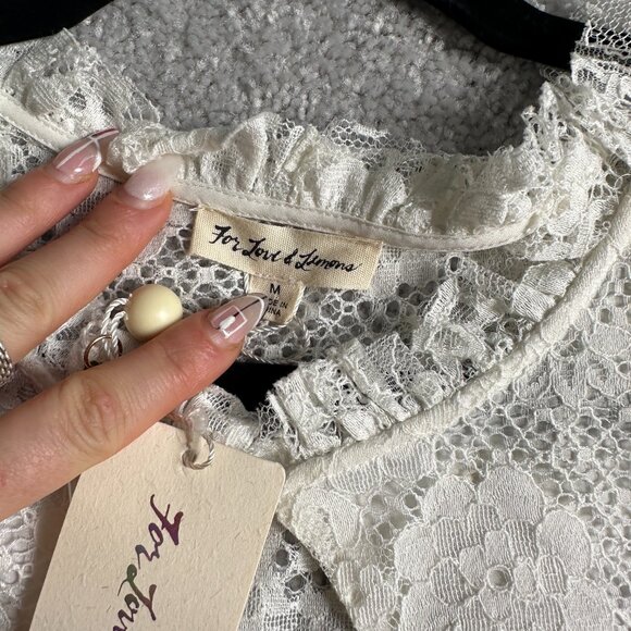 NWT For Love & Lemons Lace Long Sleeve Blouse with Garter Belt Suspenders - Picture 8 of 8